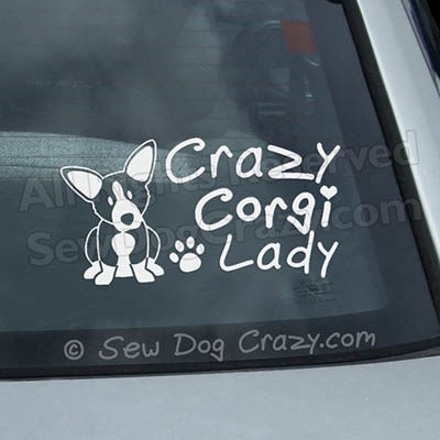 Crazy Corgi Lady Car Window Sticker