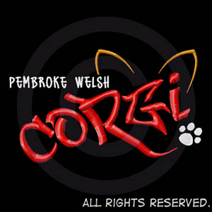Pembroke Welsh Corgi Graffiti Embroidered T-Shirt