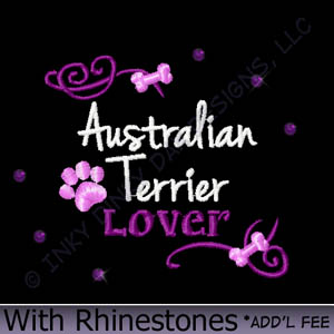 Rhinestones Australian Terrier Embroidery