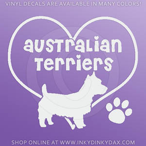 I Love Australian Terriers Decals