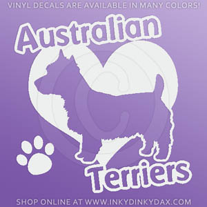 I Love Australian Terriers Vinyl Stickers