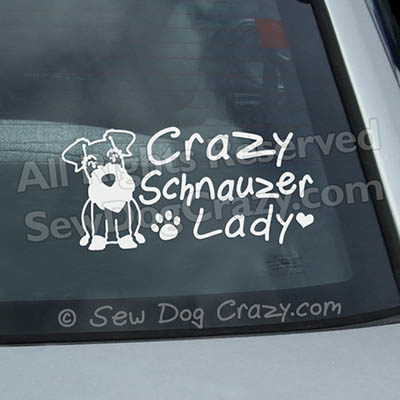 Crazy Schnauzer Lady Window Sticker