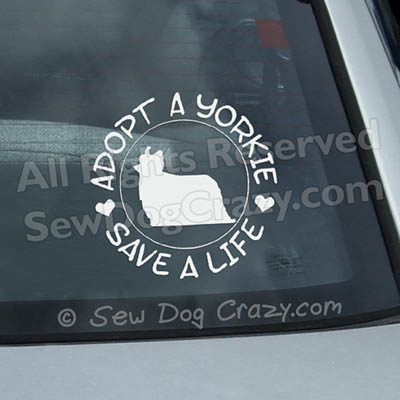 Adopt a Yorkie Window Stickers