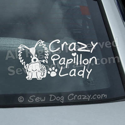 Crazy Papillon Lady Window Sticker