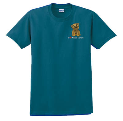 Cartoon Embroidered Border Terrier T-Shirt