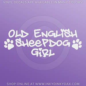 Old English Sheepdog girl decals