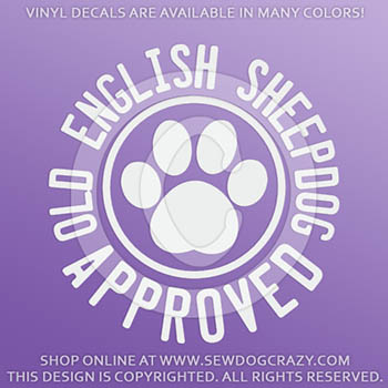 Old English Sheepdog Approved Car Decal