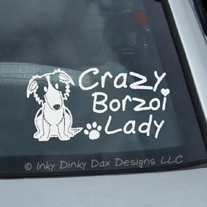 Crazy Borzoi Lady Decal