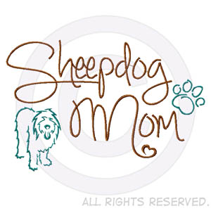 Embroidered Old english Sheepdog Mom Shirts
