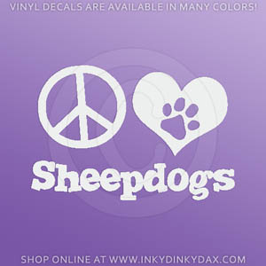 Peace Love Old English sheepdogs Decal
