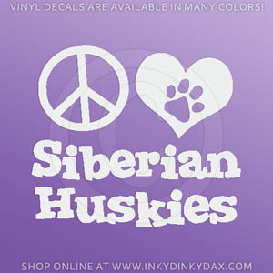 Peace Love Siberian Huskies Decals