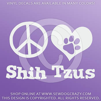 Vinyl Peace Love Shih Tzus Stickers