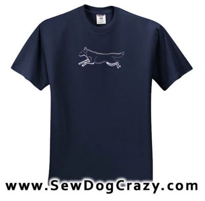 Embroidered Running Siberian Husky Tshirts
