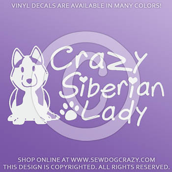 Crazy Siberian Husky Lady Decals