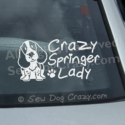 Crazy Springer Spaniel Lady Car Stickers