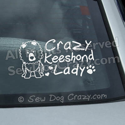 Crazy Keeshond Lady Car Window Stickers