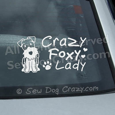 Crazy Wire Fox Terrier Lady Car Stickers