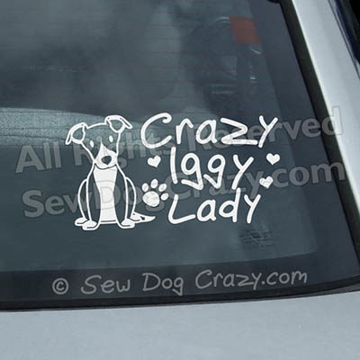 Crazy Italian Greyhound Lady Window Sticker