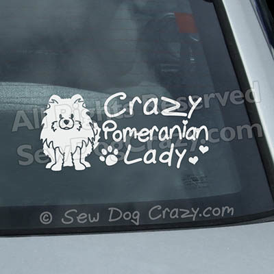 Crazy Pomeranian Lady Car Decals