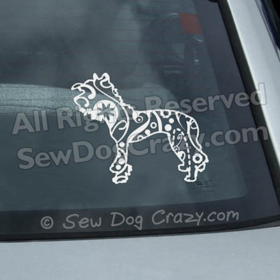 Paisley Chinese Crested Car Window Stickers