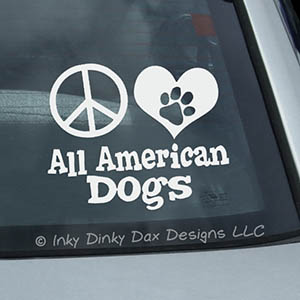 Peace Love All American Dogs Sticker