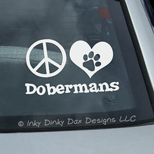 Peace Love Dobermans Decal