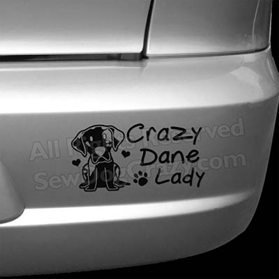 Crazy Great Dane Lady Bumper Sticker