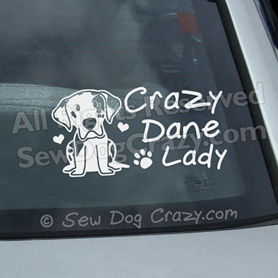 Crazy Great Dane Lady Window Sticker