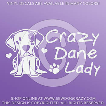 Crazy Great Dane Lady Vinyl Sticker