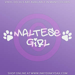 Maltese Girl Car Window Sticker