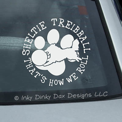 Sheltie Treibball Car Window Sticker