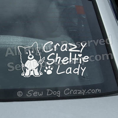 Crazy Sheltie Lady Car Decal