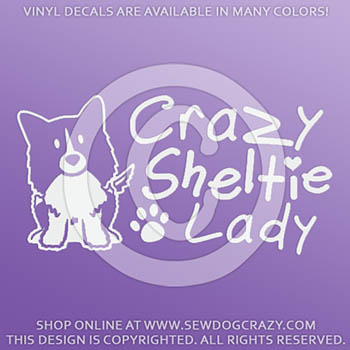 Crazy Sheltie Lady Vinyl Sticker