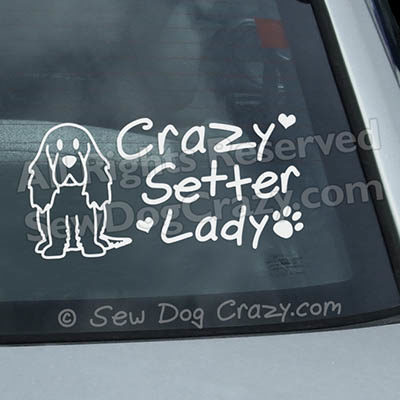 Crazy Irish Setter Lady Car Stickers