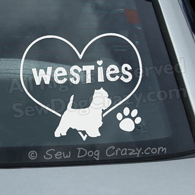 Westie Dog with Heart Vinyl Decal Sticker