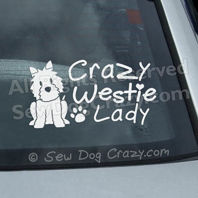 Crazy Westie Lady Window Stickers