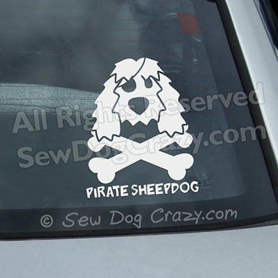 Pirate Sheepdog Car Decal