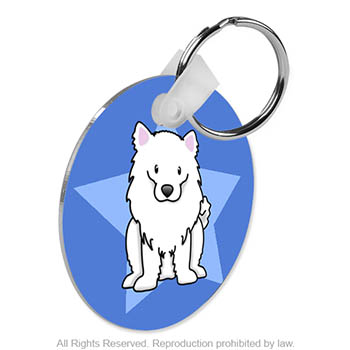 Cartoon American Eskimo Dog Keychain