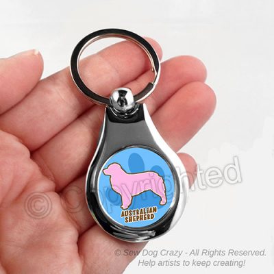 Pink Australian Shepherd keychain