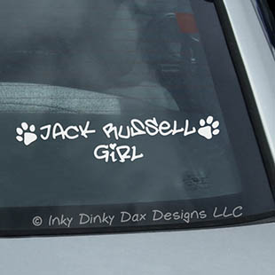 Jack Russell Girl Car Window Sticker