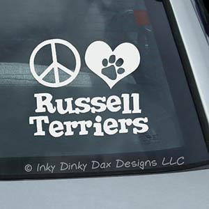 Peace Love Russell Terriers Car Window Sticker