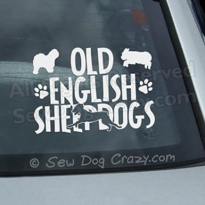 Old English Sheepdog Car Window Sticker