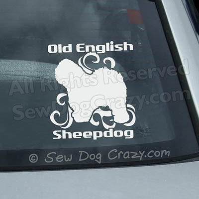 Tribal Old English Sheepdog Car Window Sticker