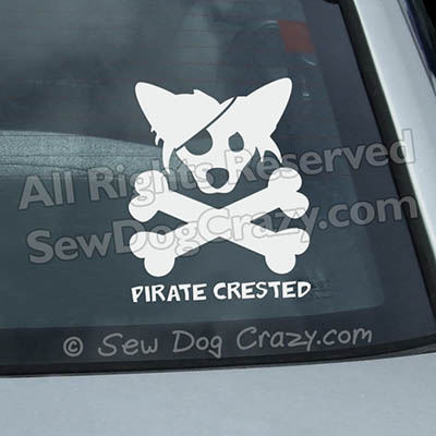 Pirate Chinese Crested Car Window Stickers