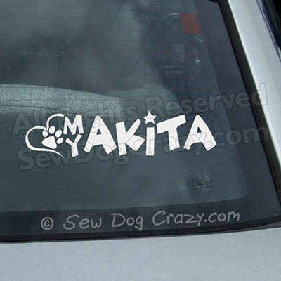 Love My Akita Car Window Sticker