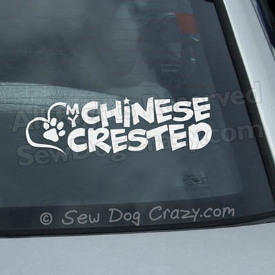 Love My Chinese Crested Car Window Sticker