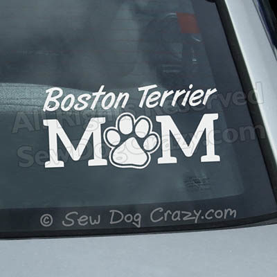 Boston Terrier Mom Car Window Sticker