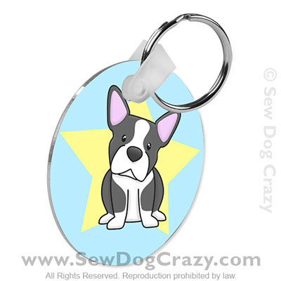 Cartoon Boston Terrier Keychain
