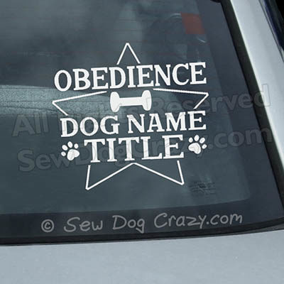 Custom Obedience Title Car Sticker