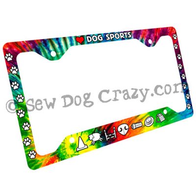 Tie Dye Dog Sports License Plate Frame